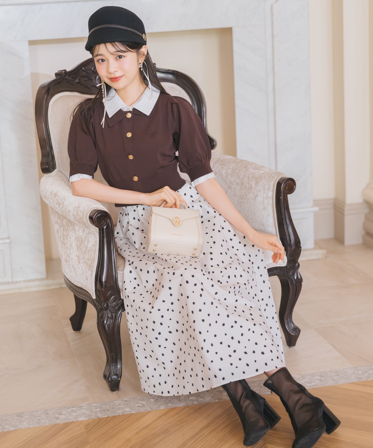 ダルメシアンプリントボリュームタックスカート