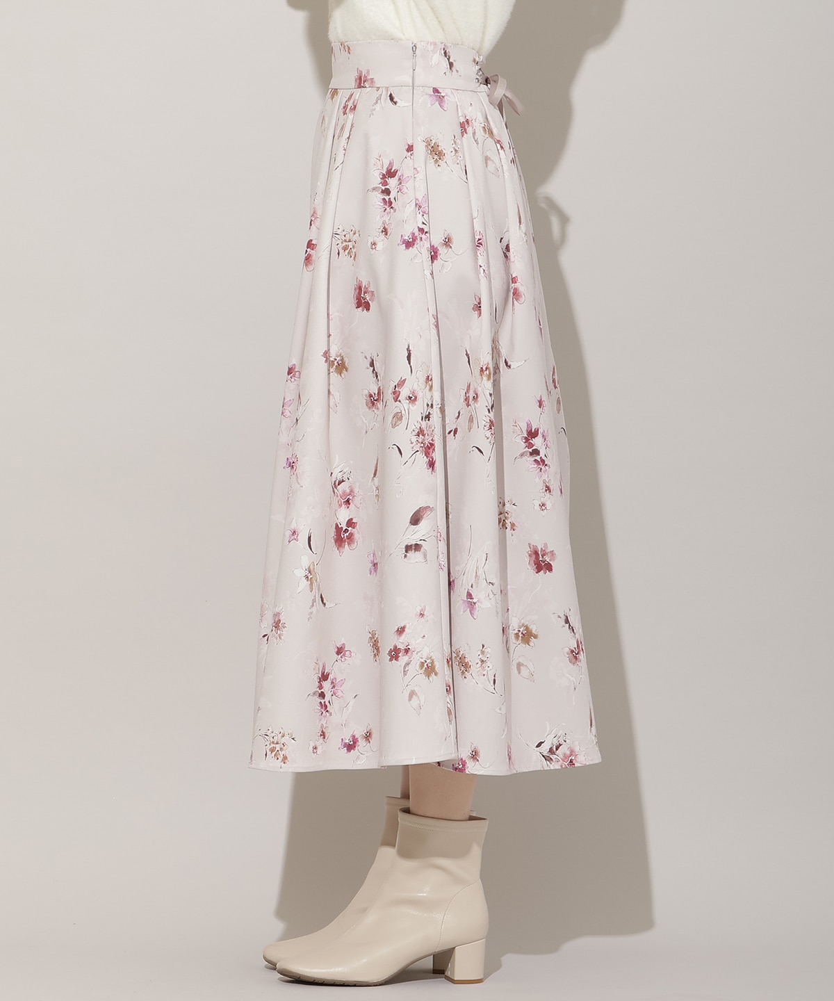 フラワープリントボリュームタックスカート