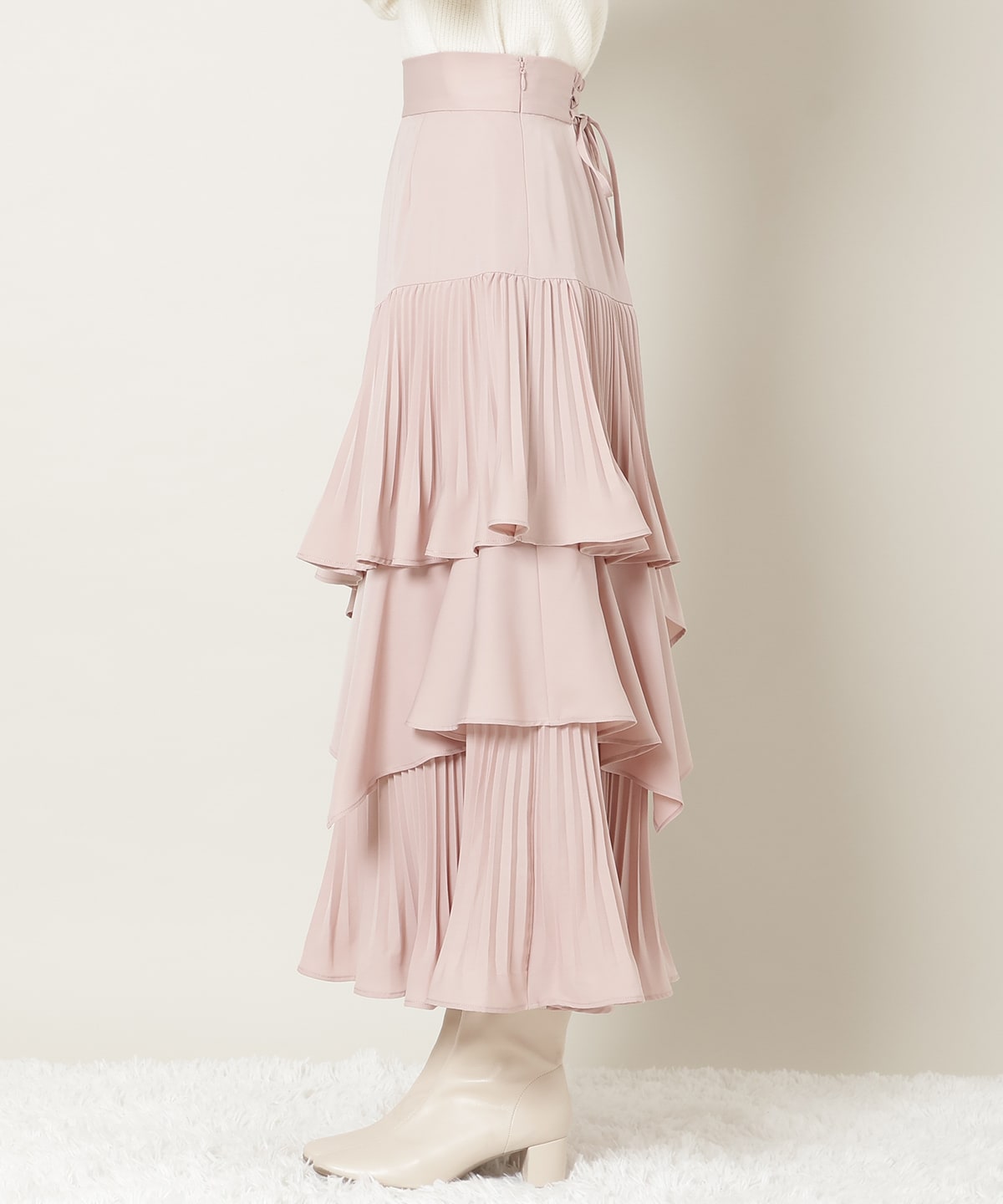 プリーツシフォンティアードスカート