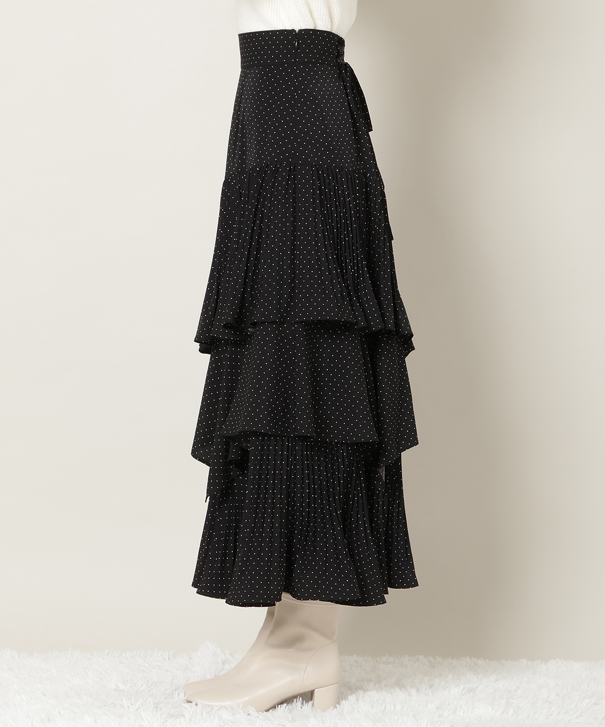 プリーツシフォンティアードスカート