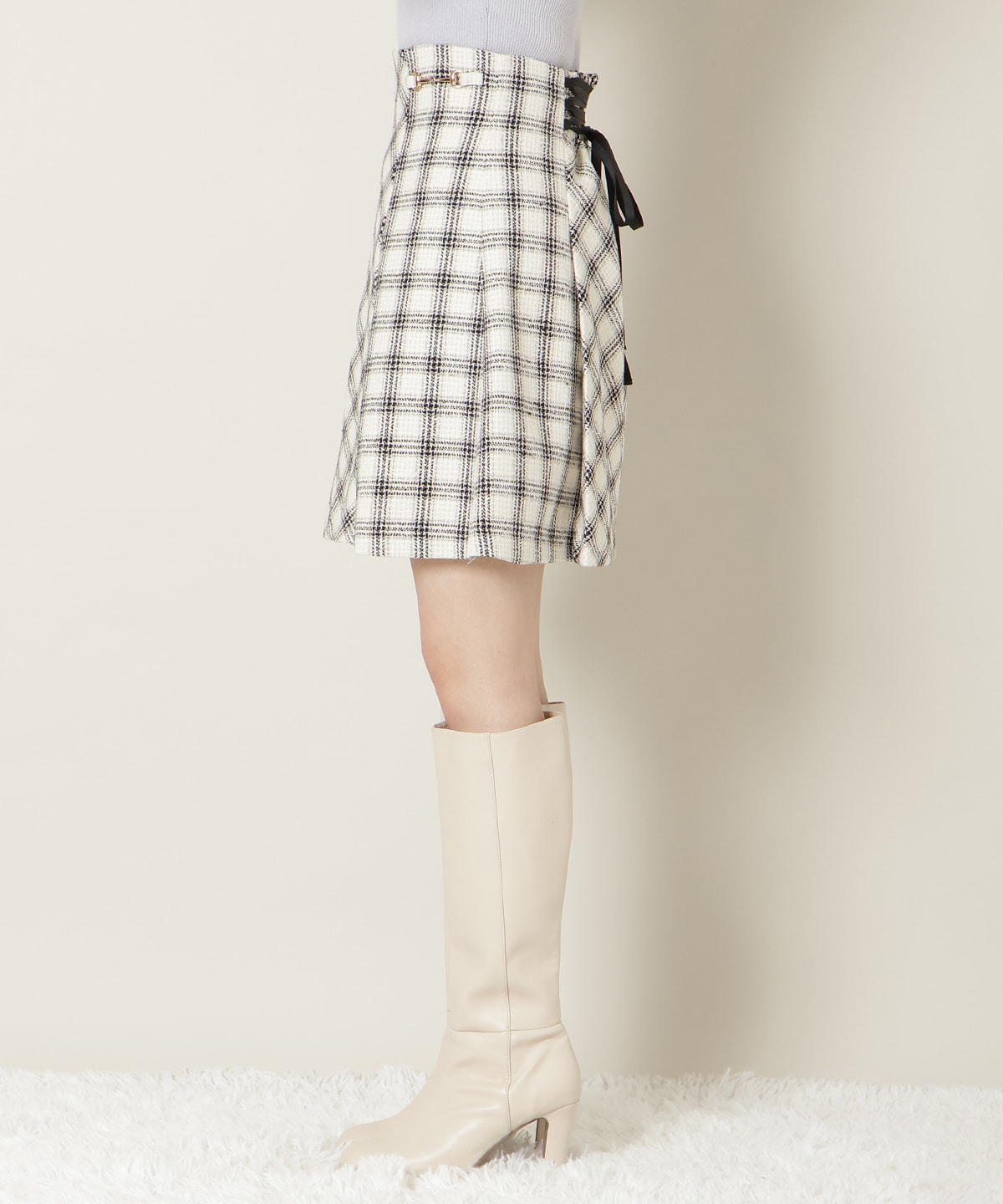 ビットデザインツイードミニスカート