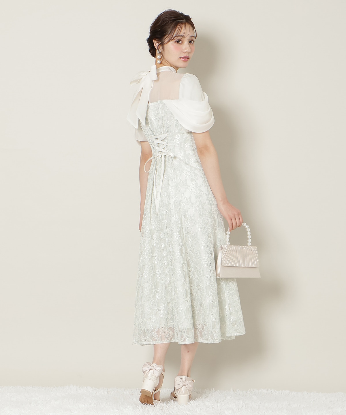 【新色追加】シアーベールレースワンピース