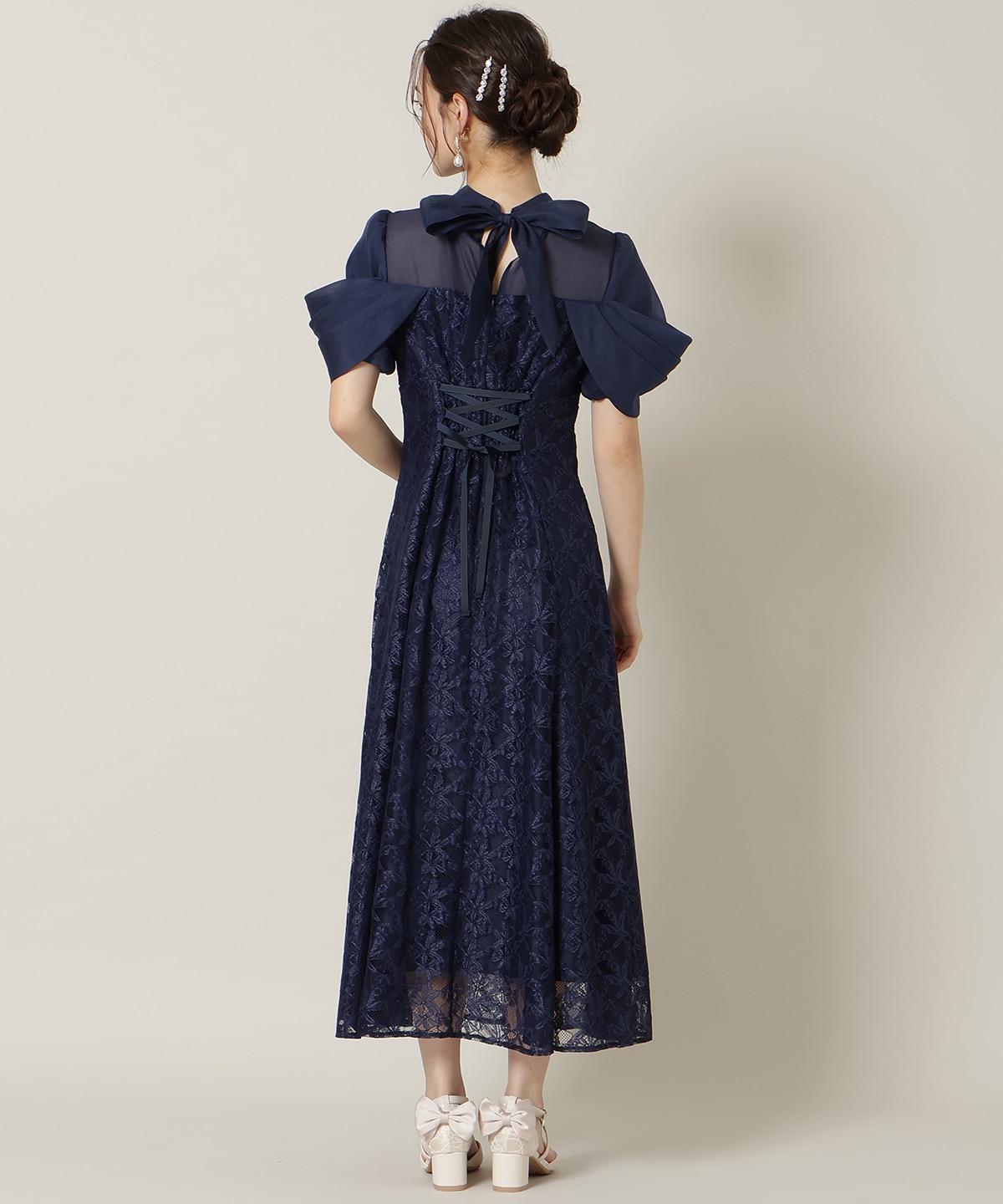 【再入荷予約受付中】シアーベールレースワンピース