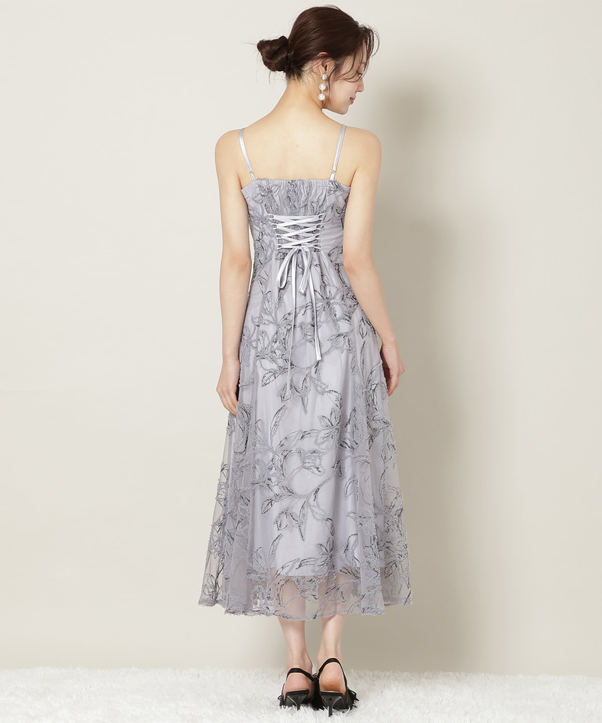 刺繍レースキャミワンピース