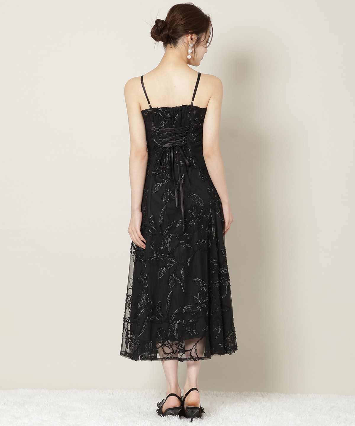 刺繍レースキャミワンピース