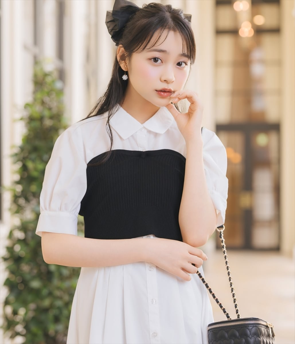 ビスチェレイヤードタックシャツワンピース