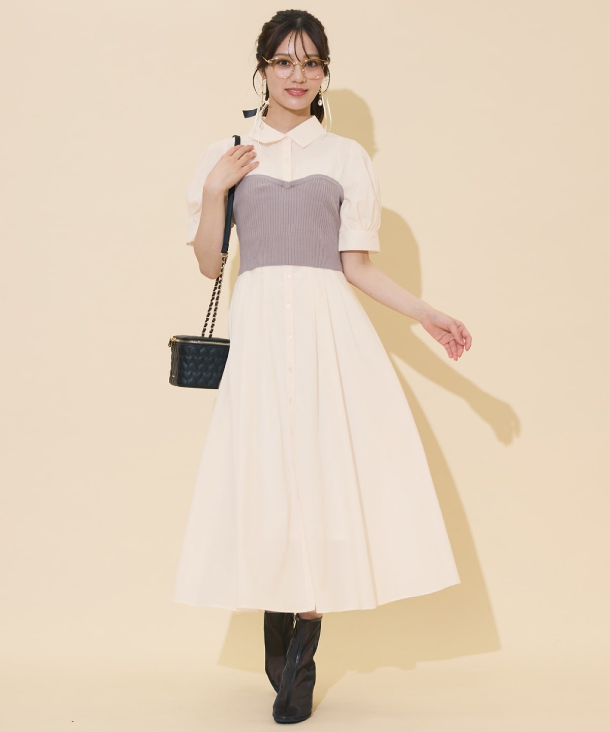 ビスチェレイヤードタックシャツワンピース