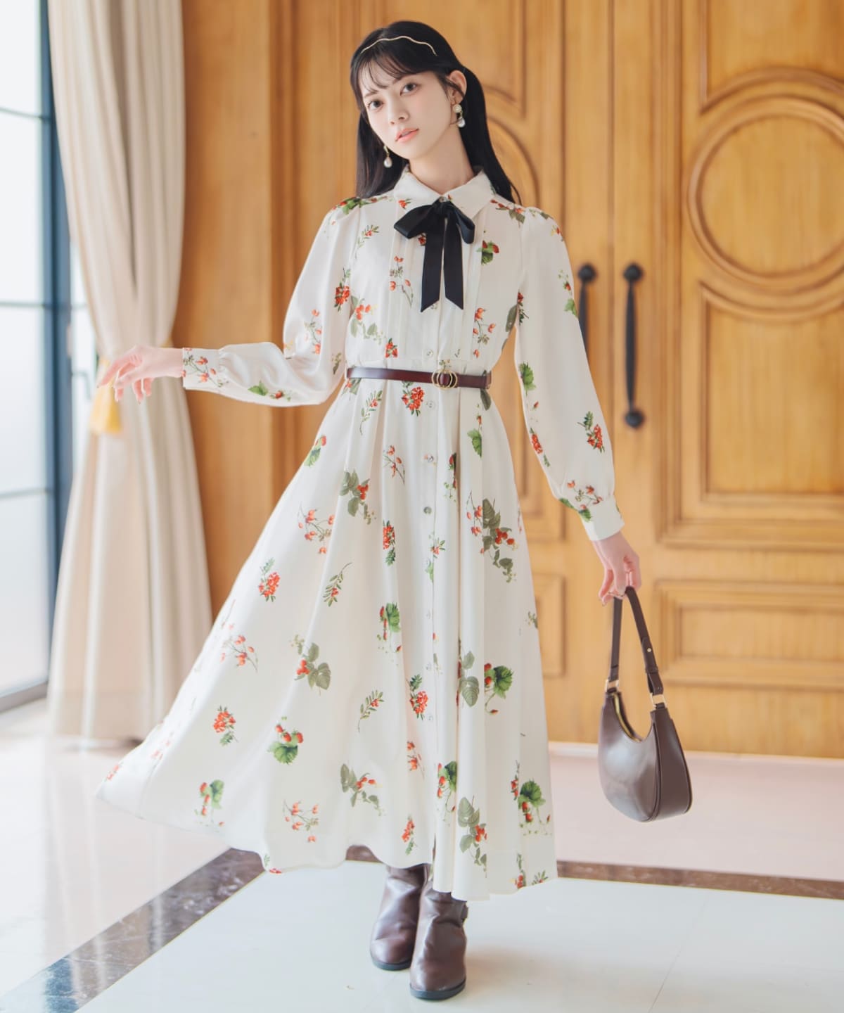 【12/5(fri)10時発売】ウィンターボタニカルリボンタイワンピース