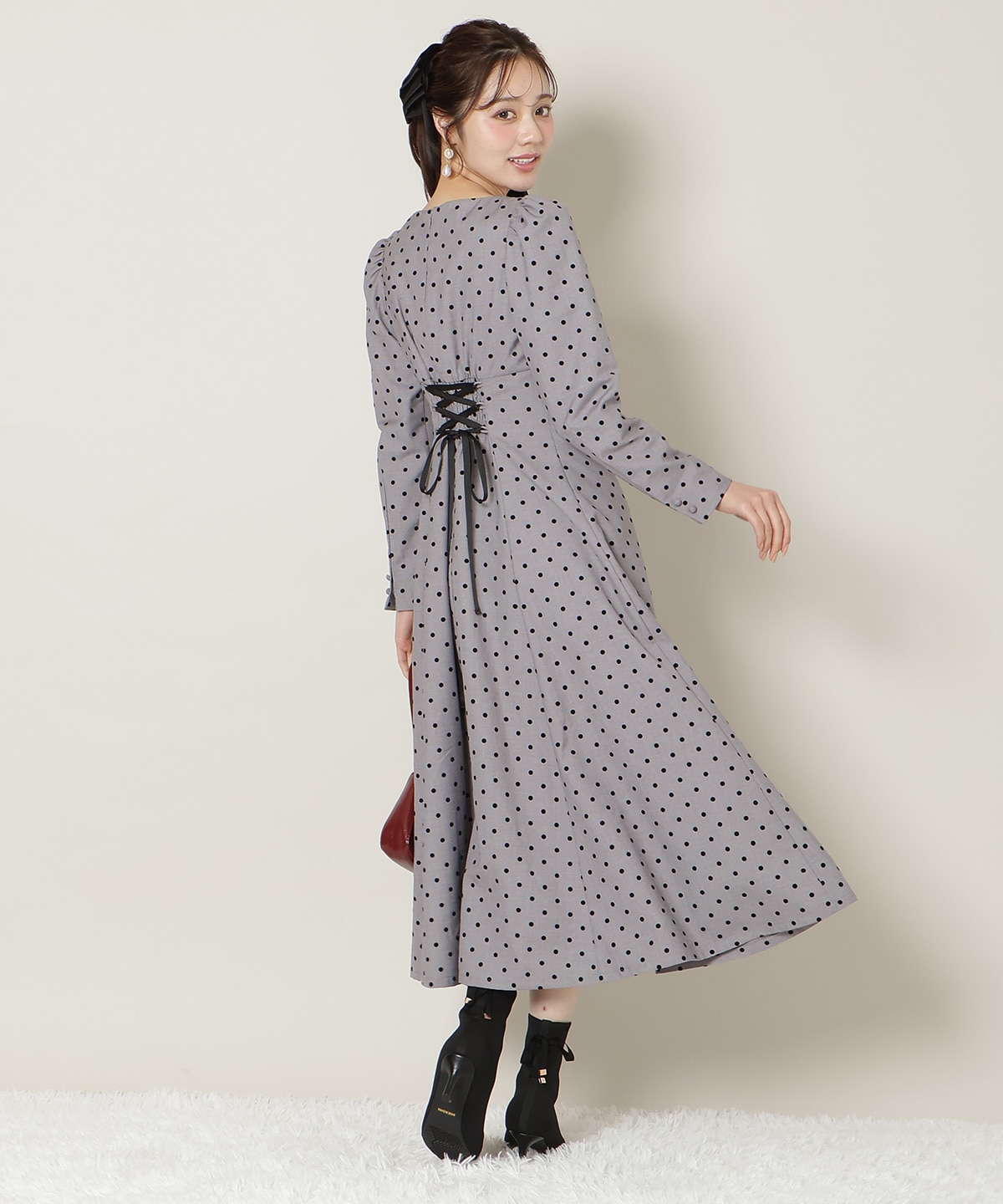 ドットフロッキーフレアワンピース