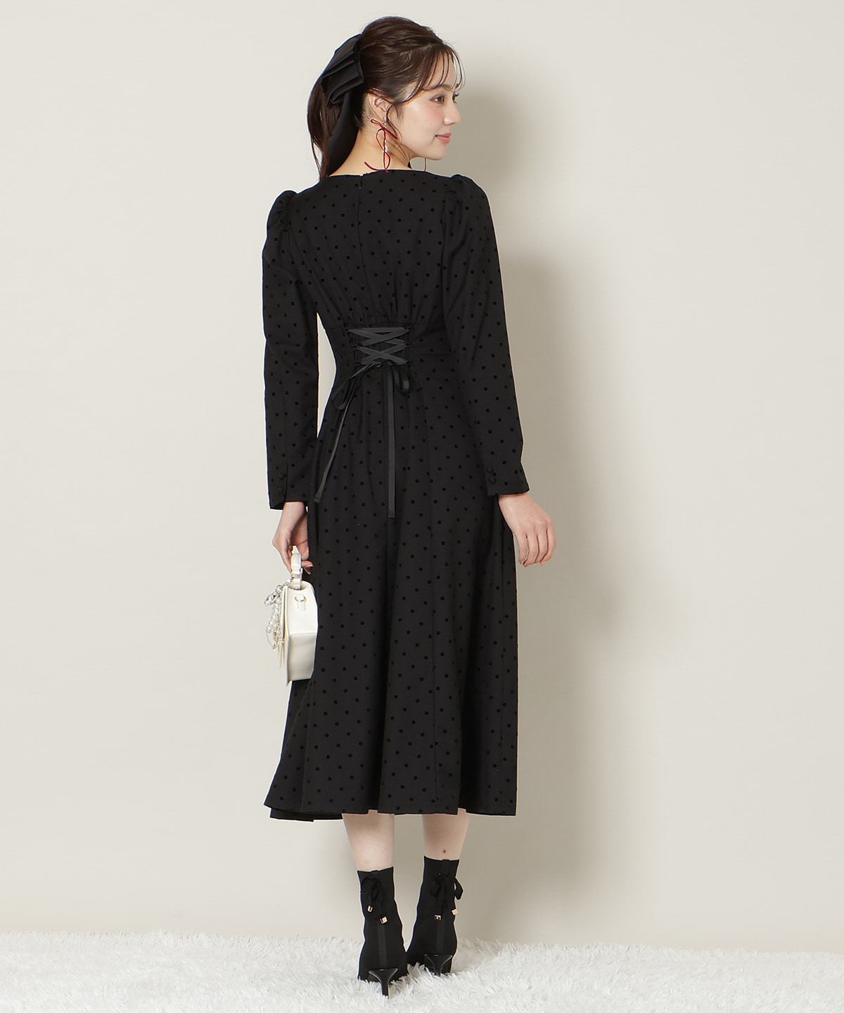 ドットフロッキーフレアワンピース