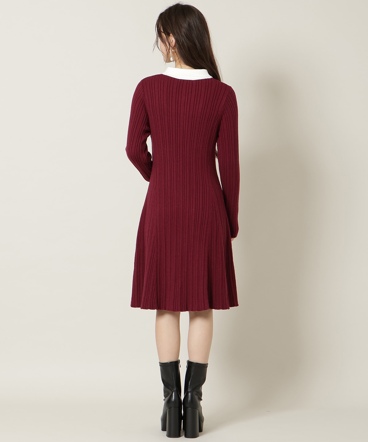 赤フレアニットワンピース FRAY I.D フレイ アイディー ホール