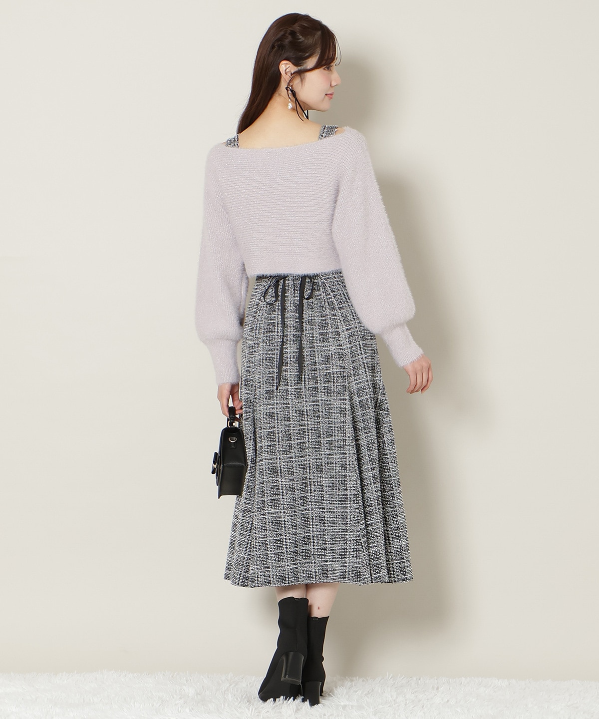 【12/5(fri)10時発売】カットツイードワンピース×フェザーニットSET