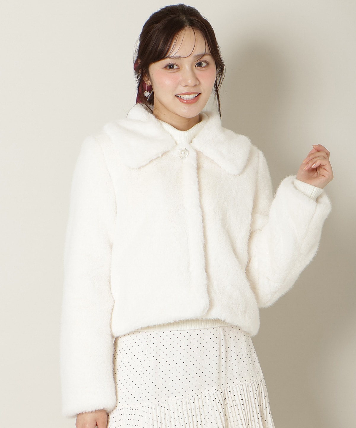 ステンカラーエコファーショートジャケット