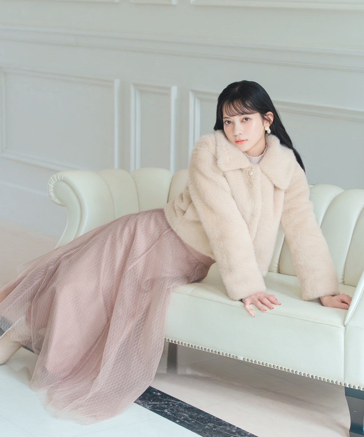 ステンカラーエコファーショートジャケット