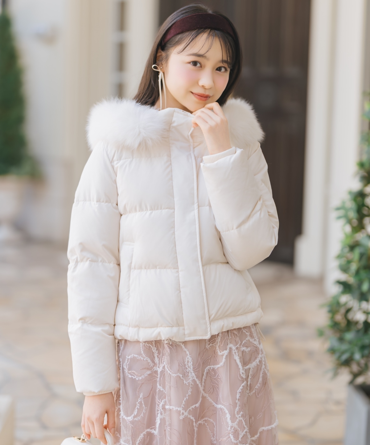 ファー付きショートダウン