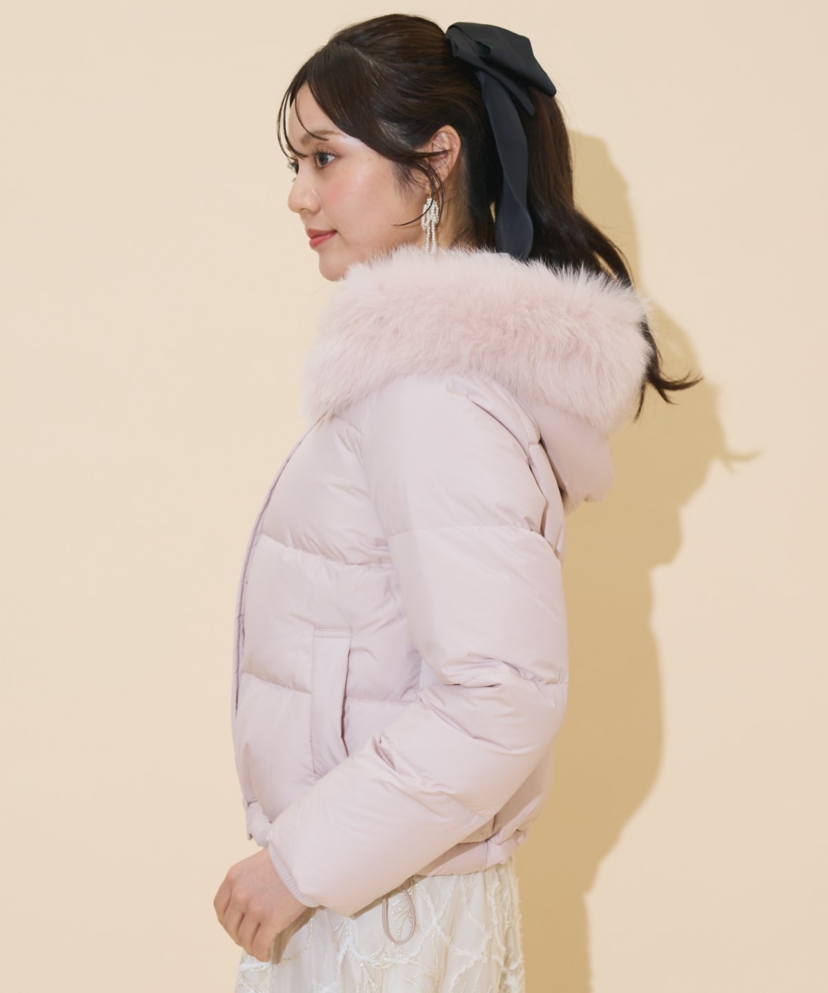 ファー付きショートダウン