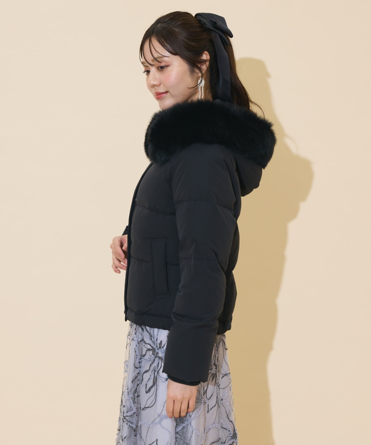 ファー付きショートダウン