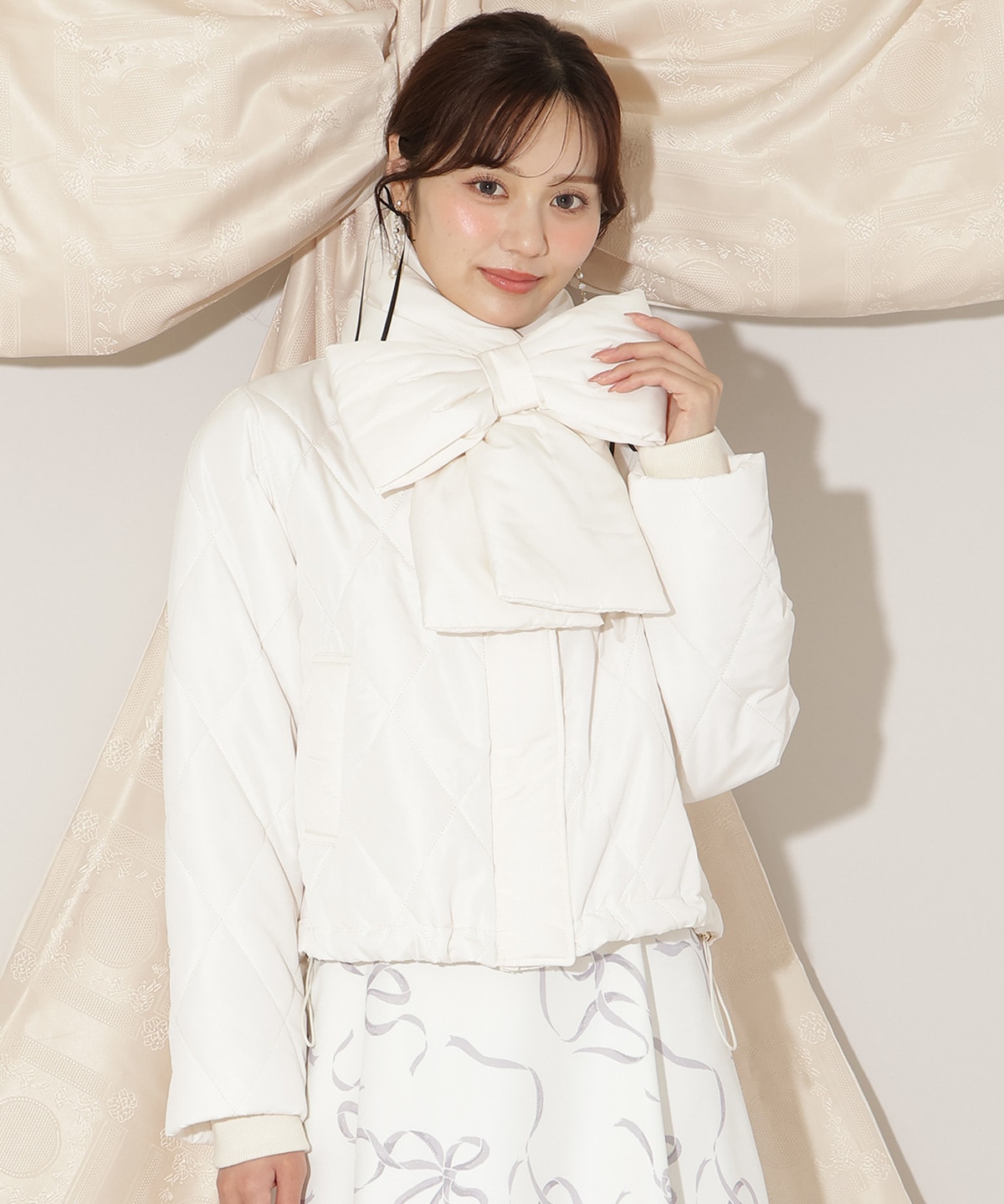 ダイヤキルティングリボン中綿ブルゾン