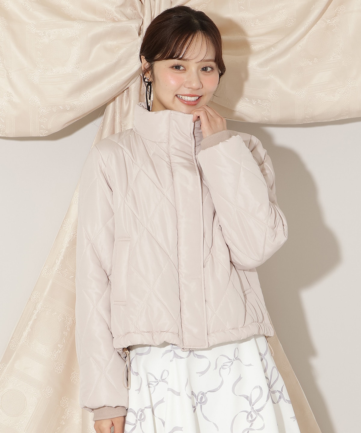 ダイヤキルティングリボン中綿ブルゾン