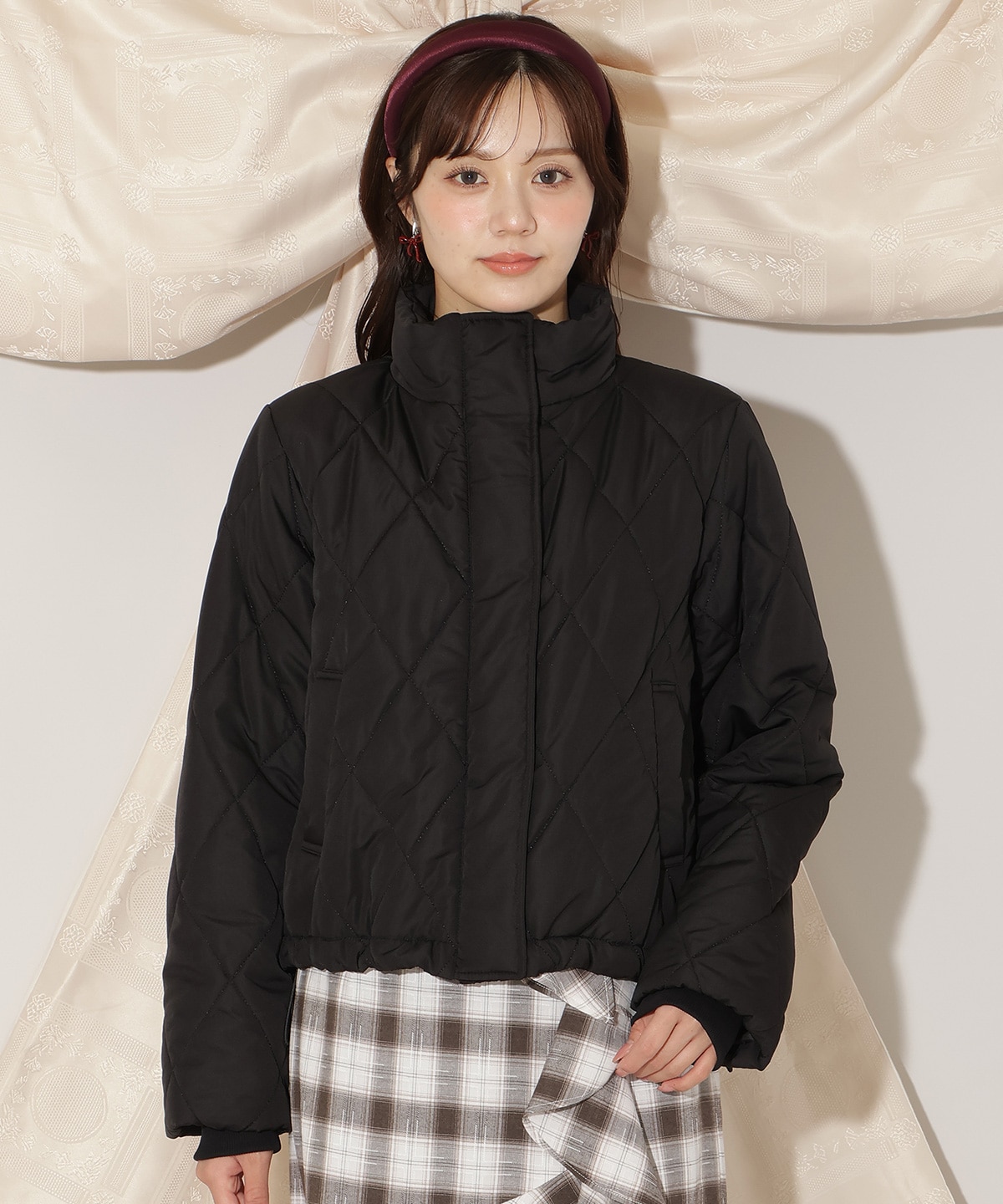 ダイヤキルティングリボン中綿ブルゾン