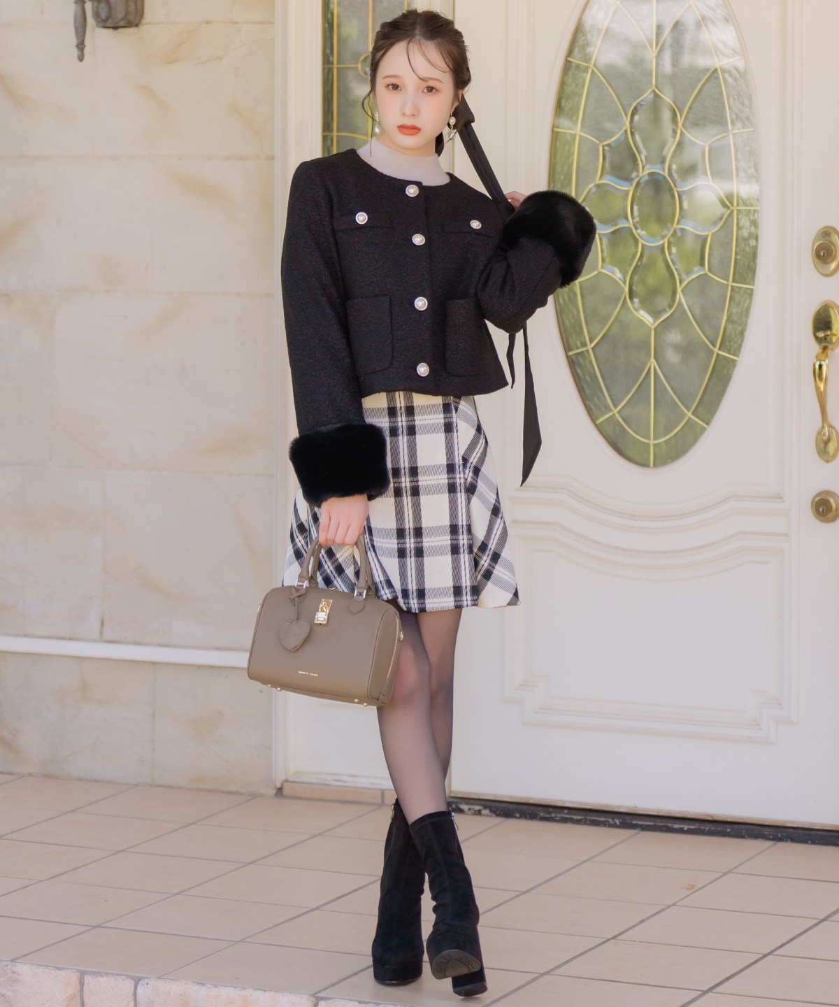 【再入荷予約受付中】ノーカラーブークレショートコート