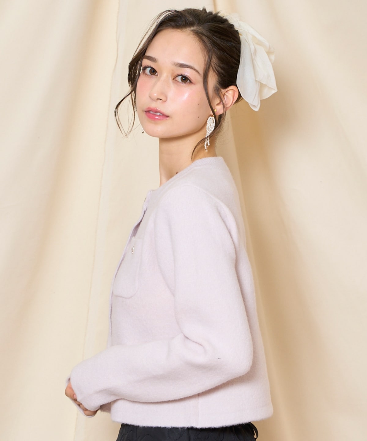 【再入荷予約受付中】モヘアライクニットジャケット