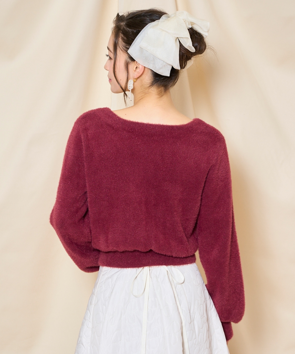 【再入荷予約受付中】アソートボタンラメフェザーカーディガン