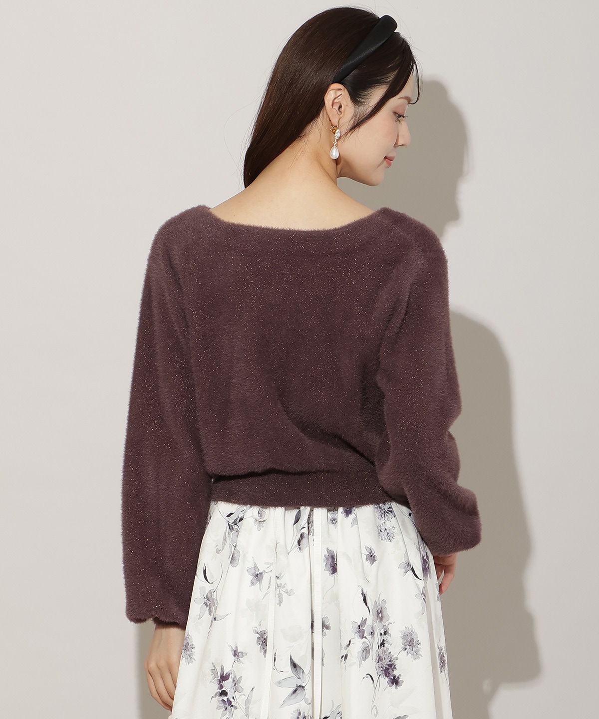 アソートボタンラメフェザーカーディガン