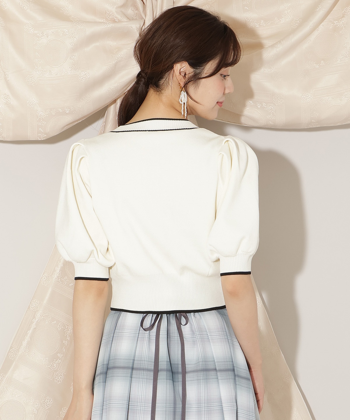 配色ラインタックスリーブカーディガン