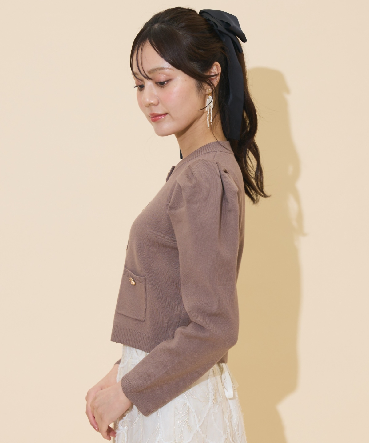 タックスリーブニットカーディガン