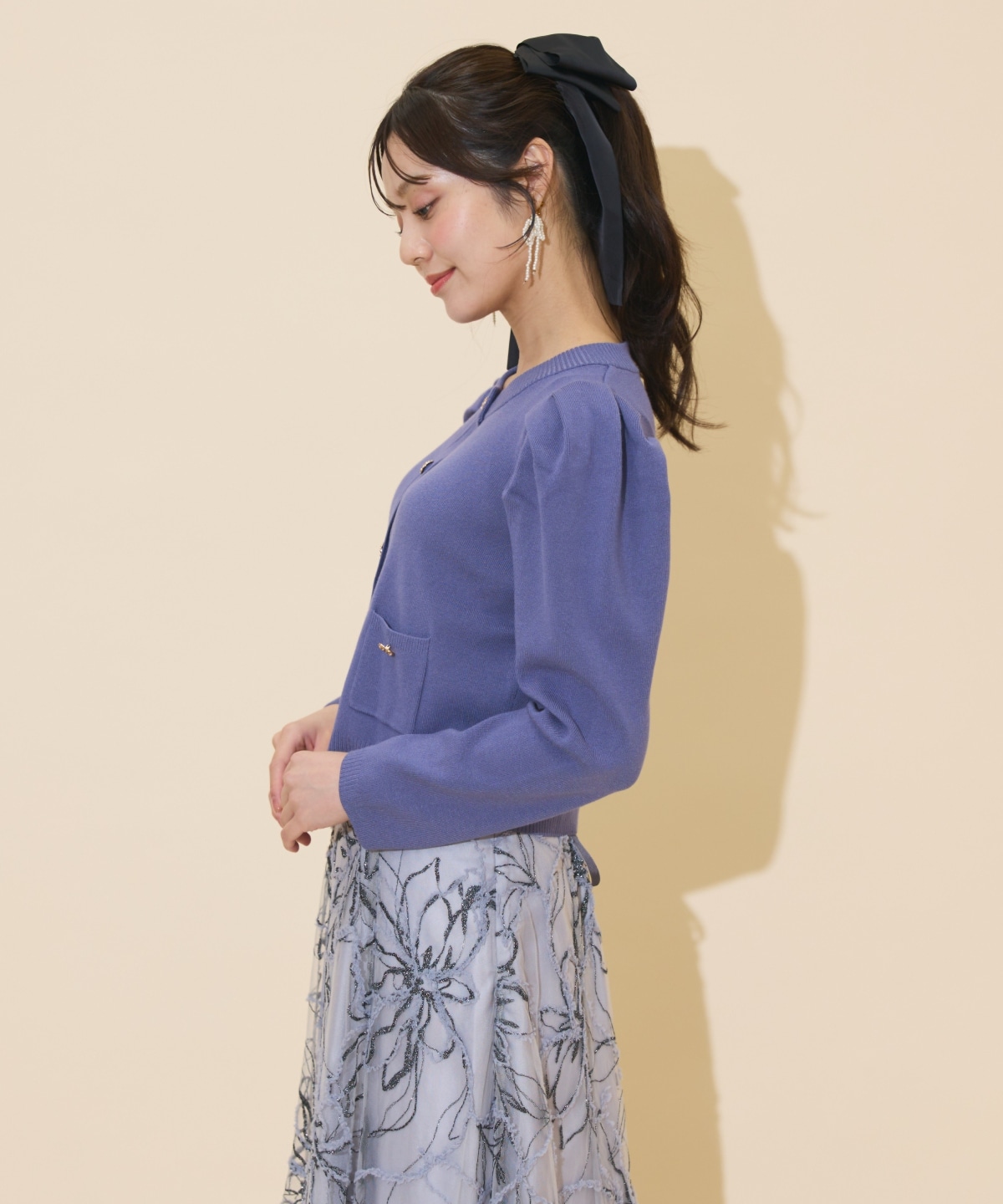 タックスリーブニットカーディガン