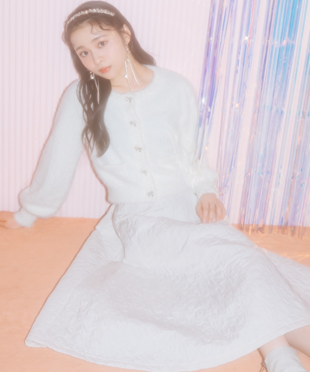 【1/1(thu)10時発売 New Year's Item】リボンボタンフェザーカーディガン