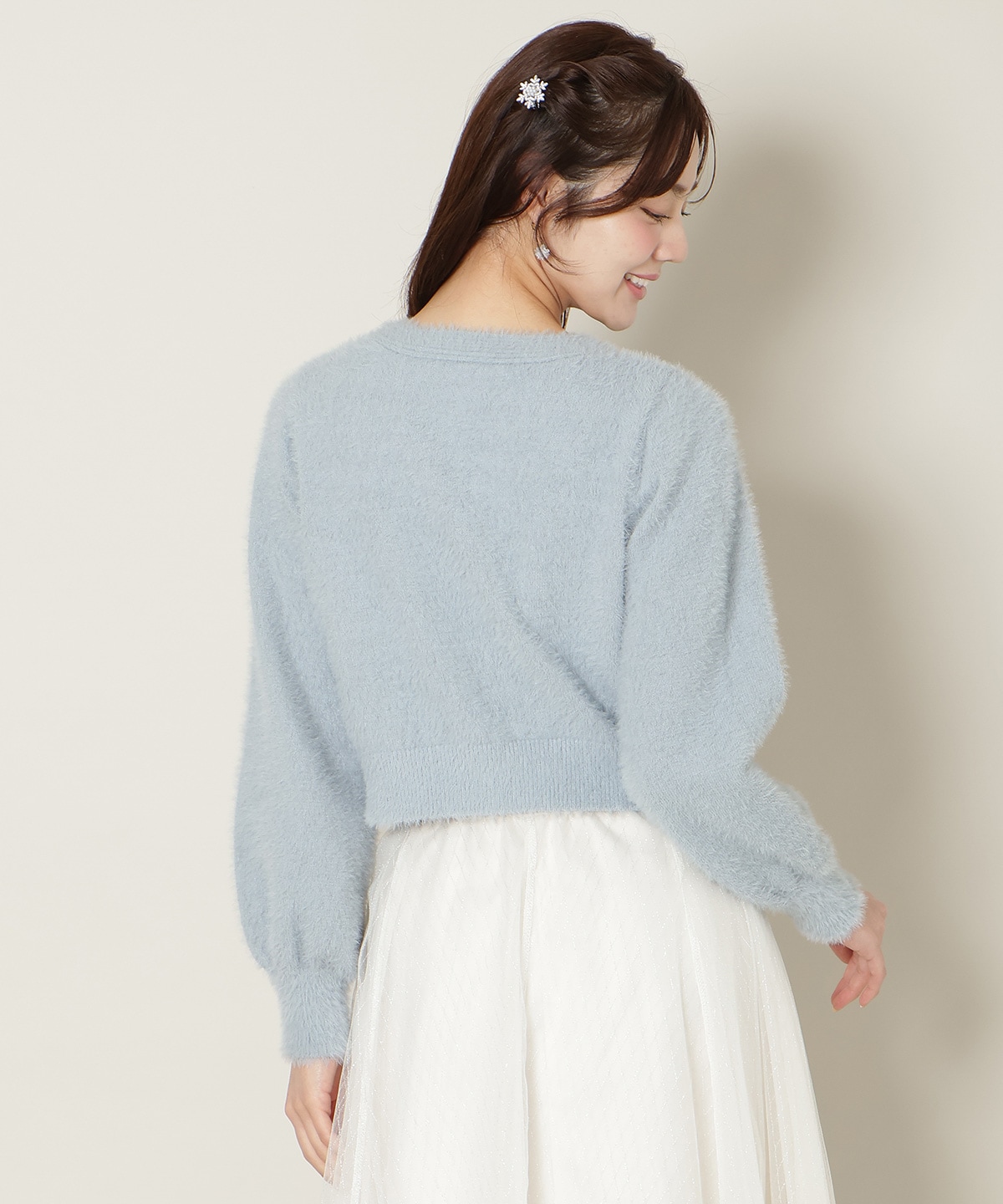 【1/1(thu)10時発売 New Year's Item】リボンボタンフェザーカーディガン