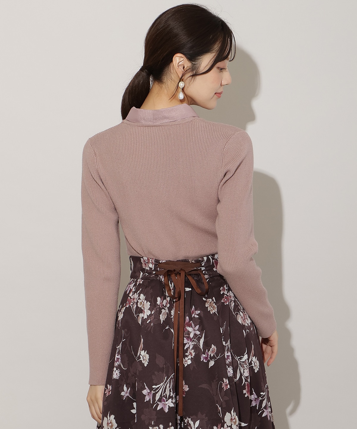 シアーリボンニット