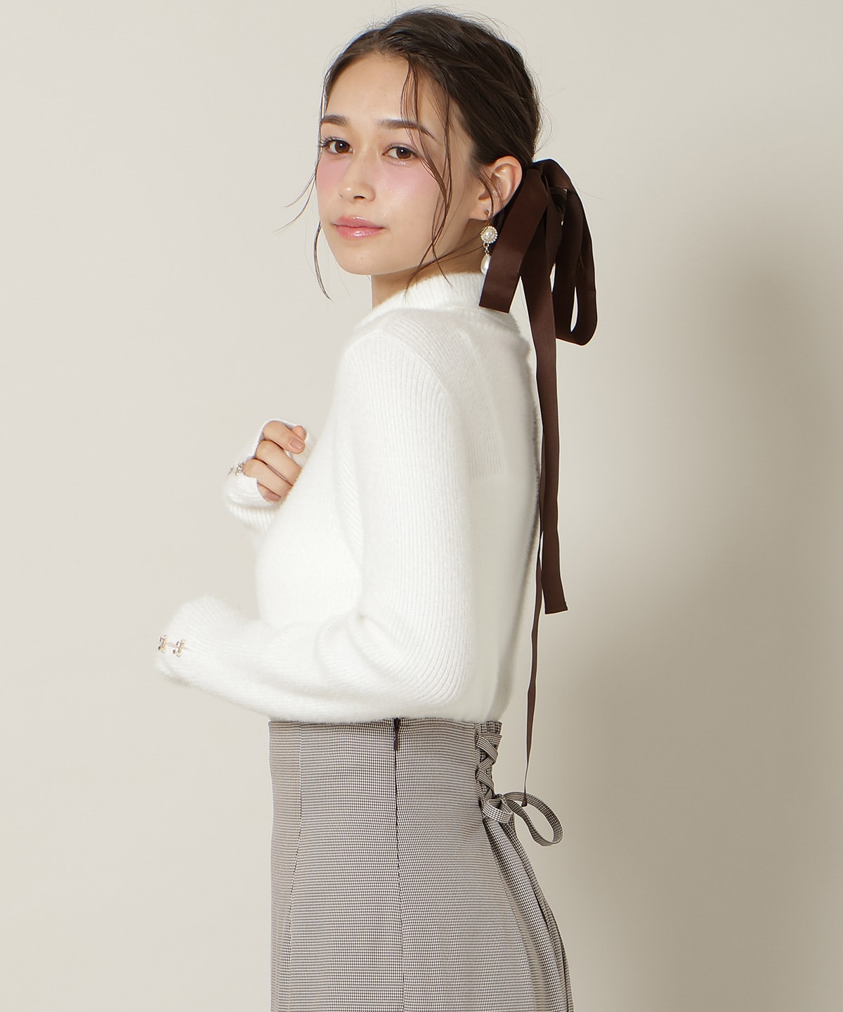 FOXライクヤーンタートルネックプルオーバー