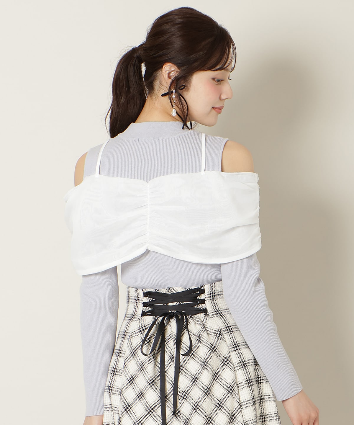 リボンビスチェドッキングリブニット