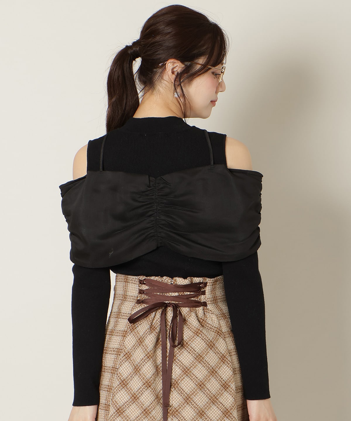 リボンビスチェドッキングリブニット