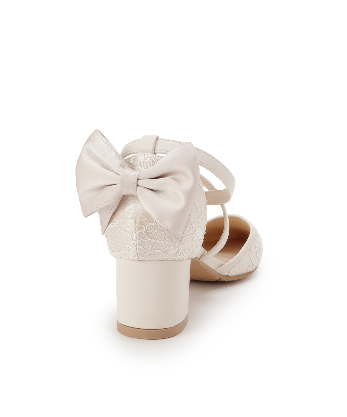 バックリボンレースパンプス