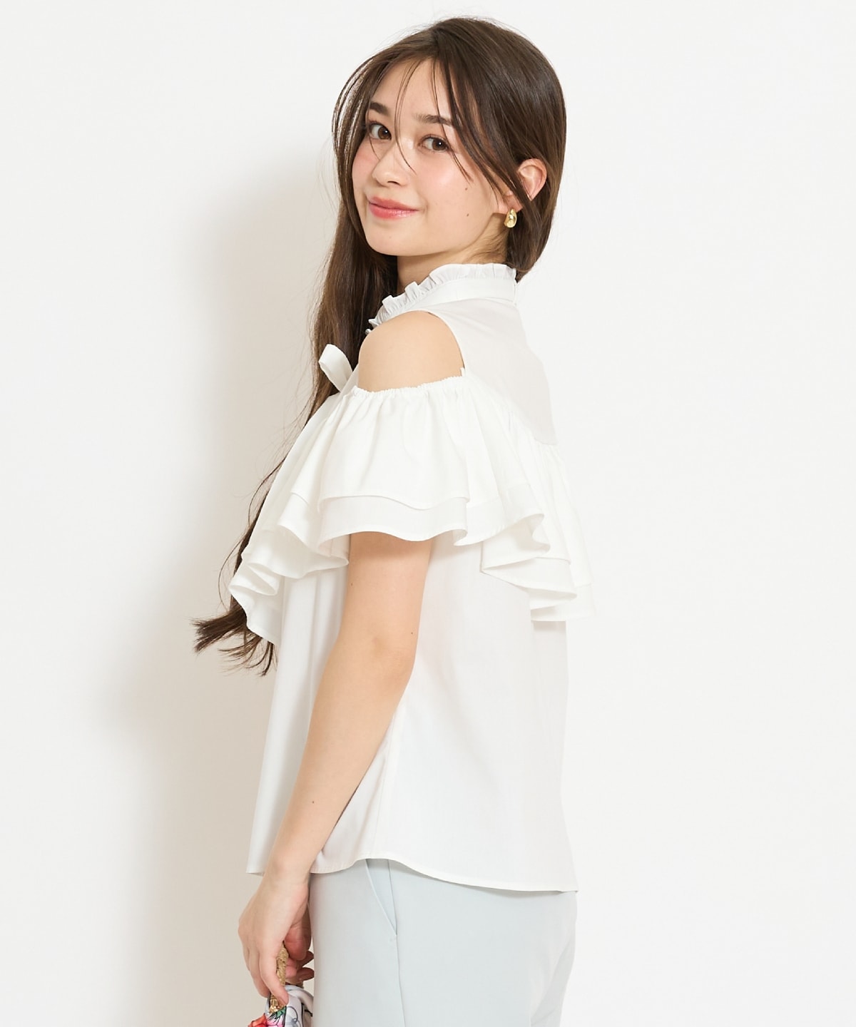 スタンドフリル２WAYスリーブブラウス