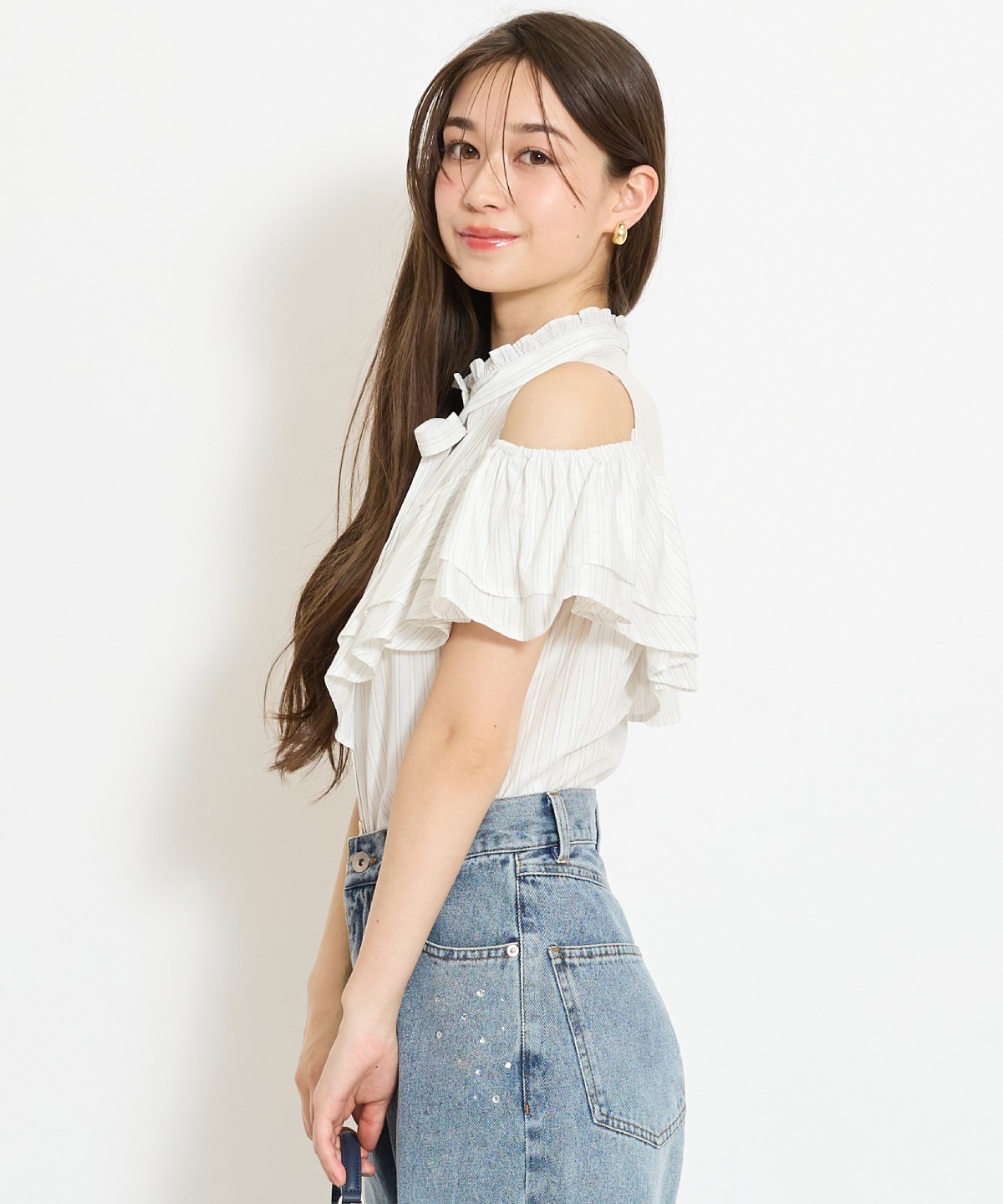 スタンドフリル２WAYスリーブブラウス