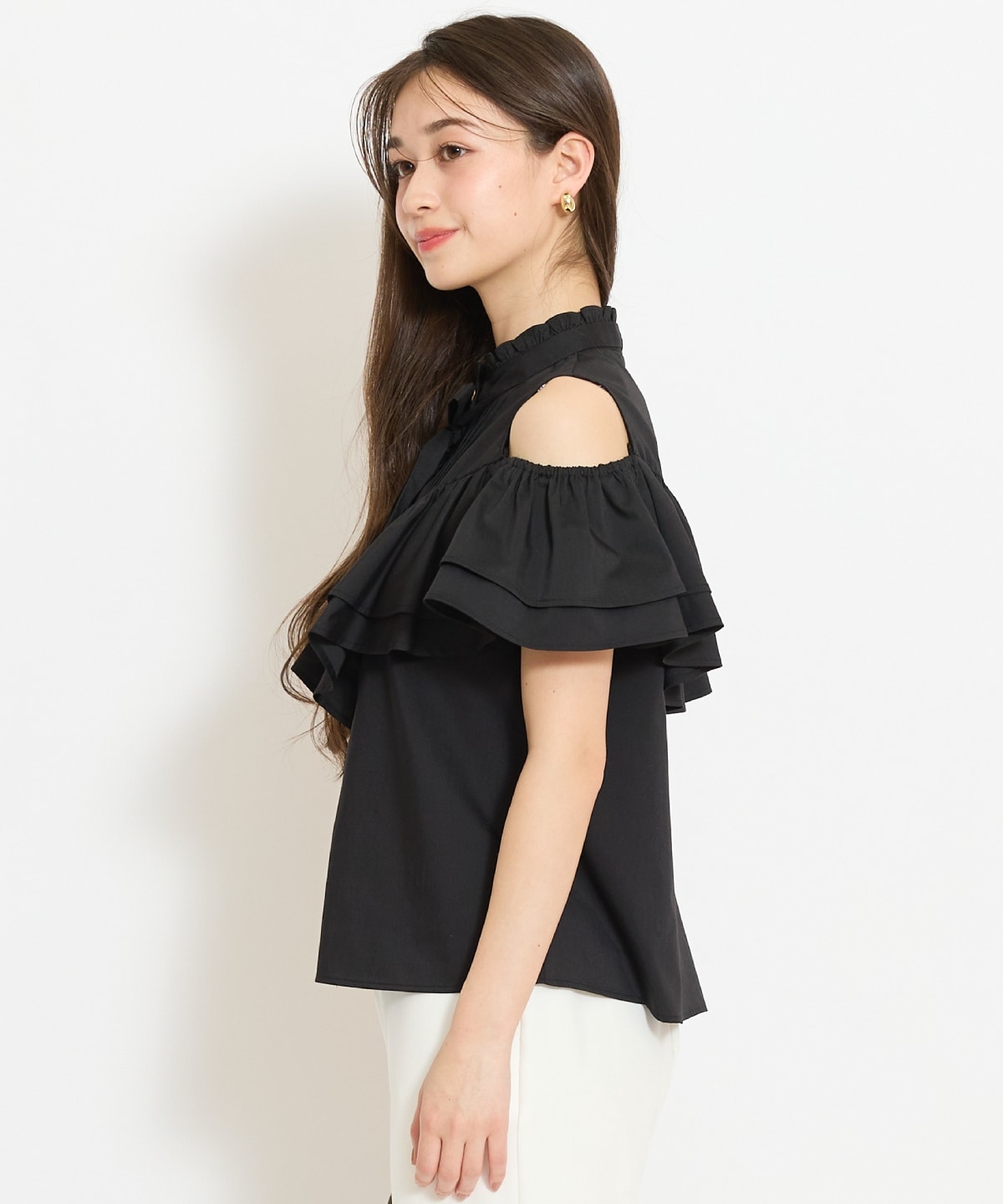 スタンドフリル２WAYスリーブブラウス
