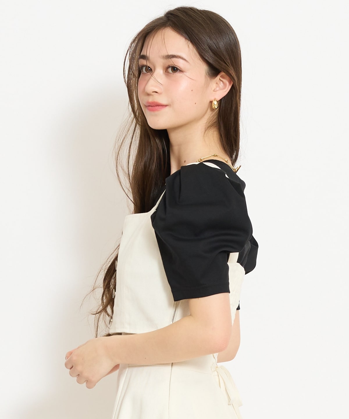 【セットアップ対応】ボタン付きデニムビスチェ