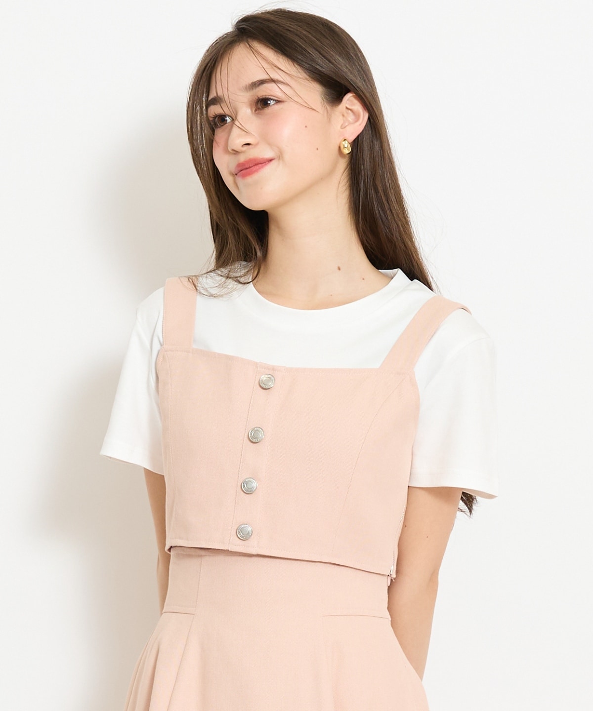 【セットアップ対応】ボタン付きデニムビスチェ