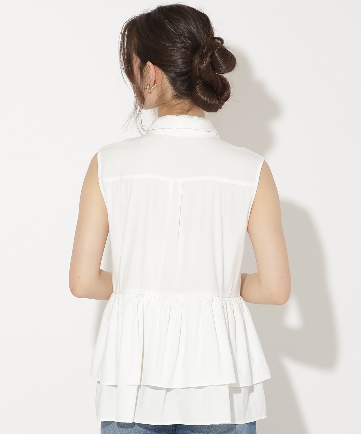 ティアードヘムリボンタイブラウス