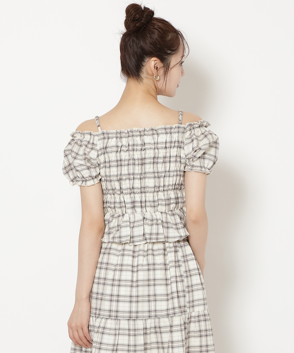 【7/3(fri)10時発売】シャーリングチェックブラウス