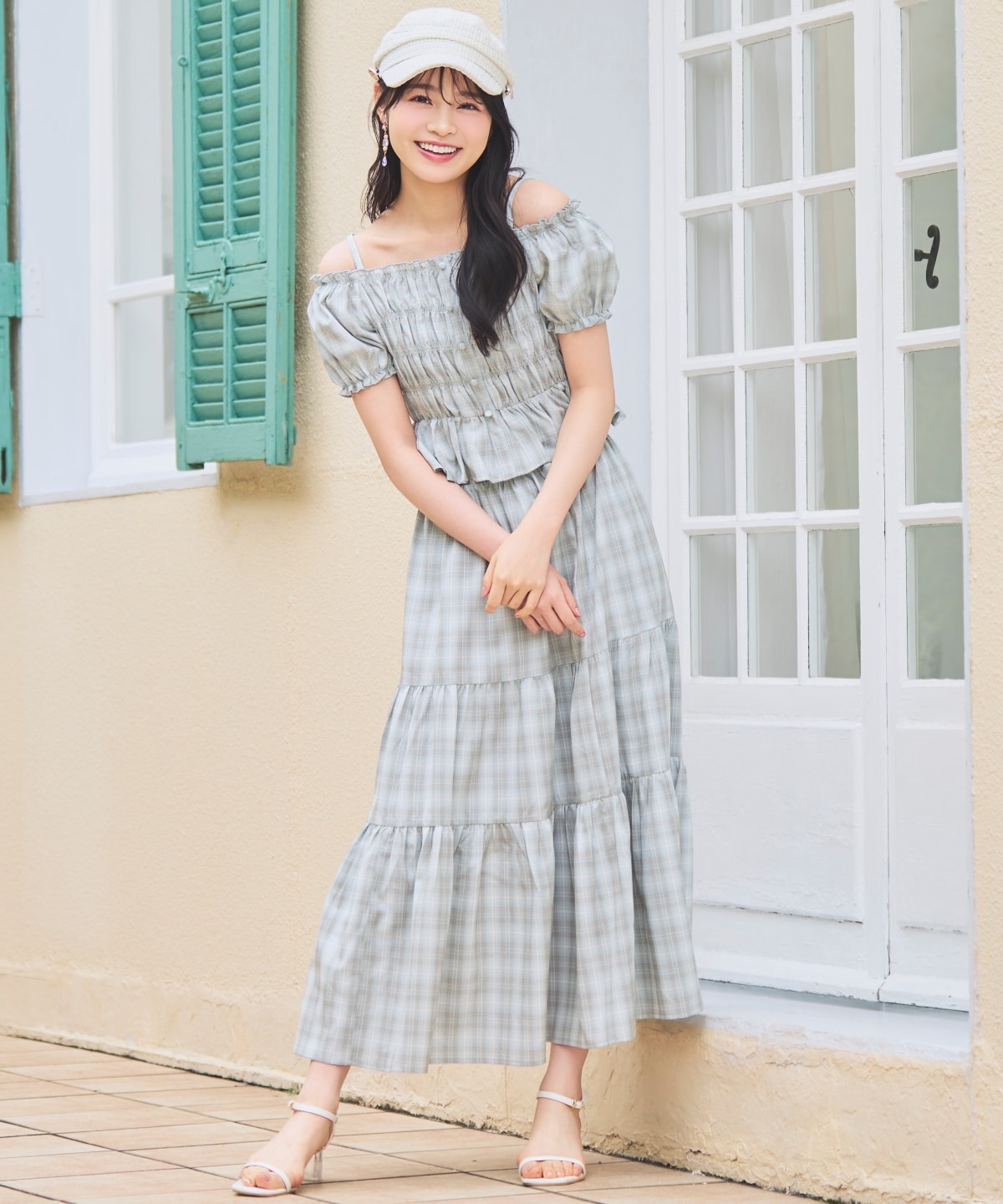 【7/3(fri)10時発売】シャーリングチェックブラウス