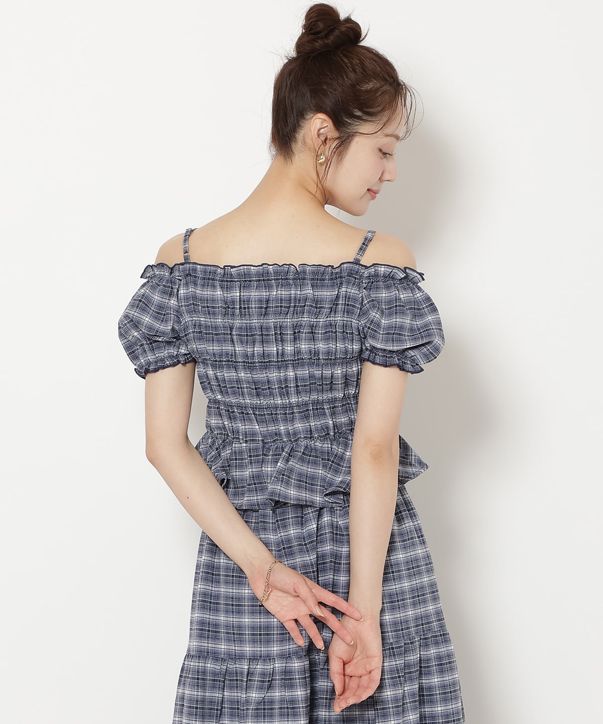 【7/3(fri)10時発売】シャーリングチェックブラウス