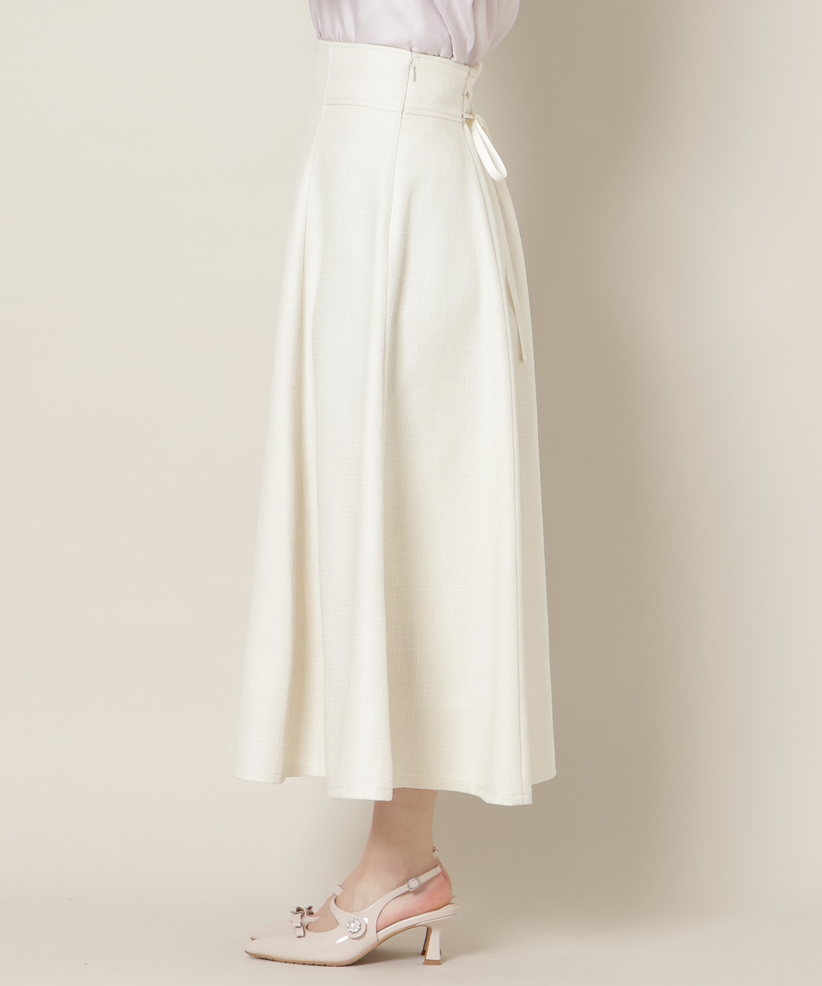 ハイウエストツイードフレアスカート