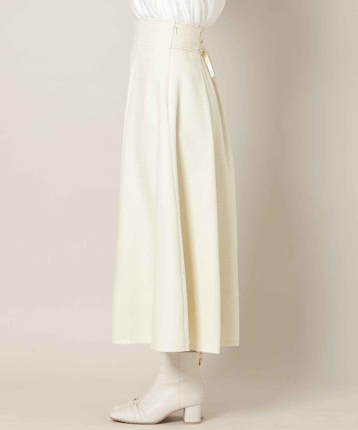 ハイウエストツイードフレアスカート