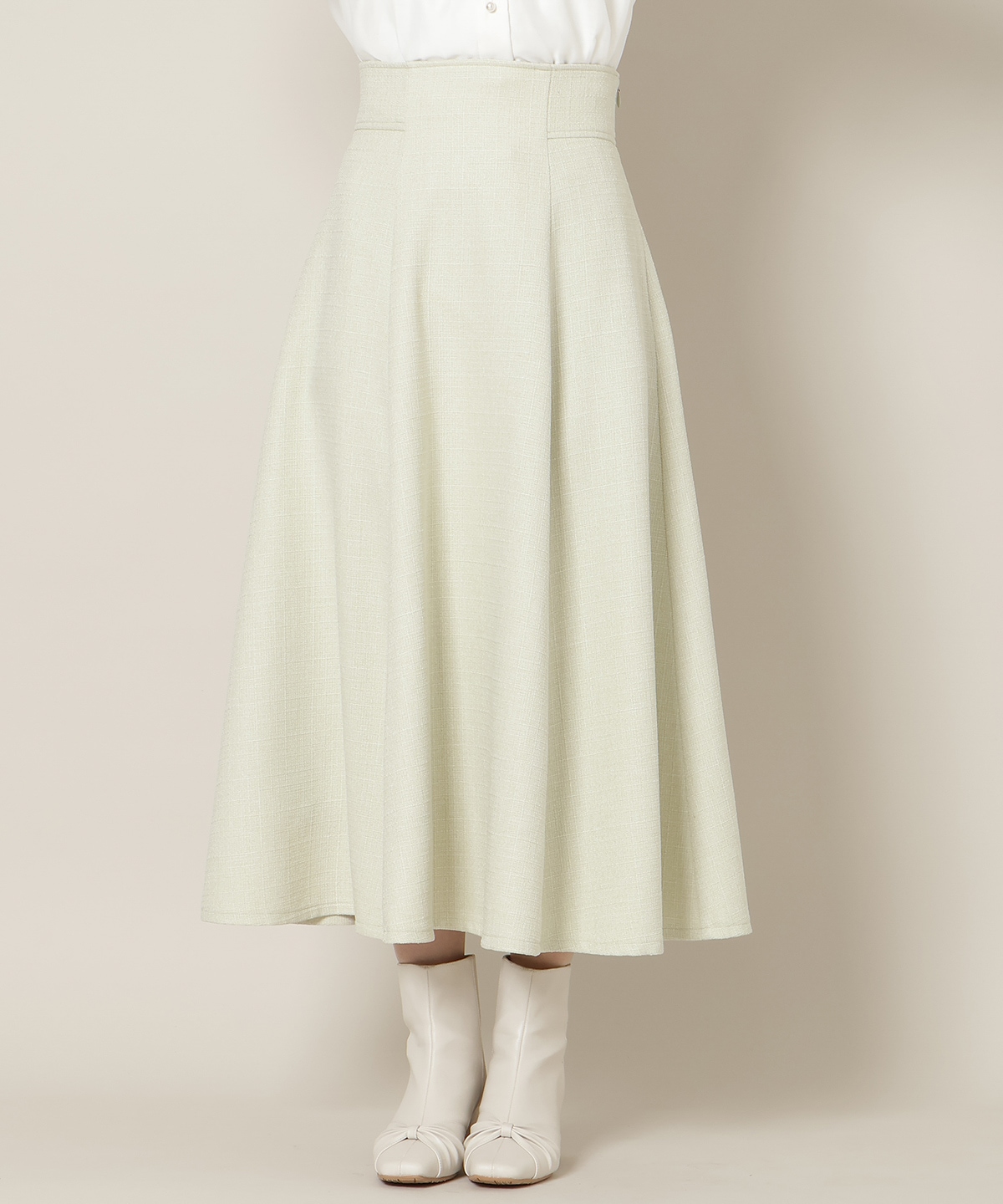 ハイウエストツイードフレアスカート